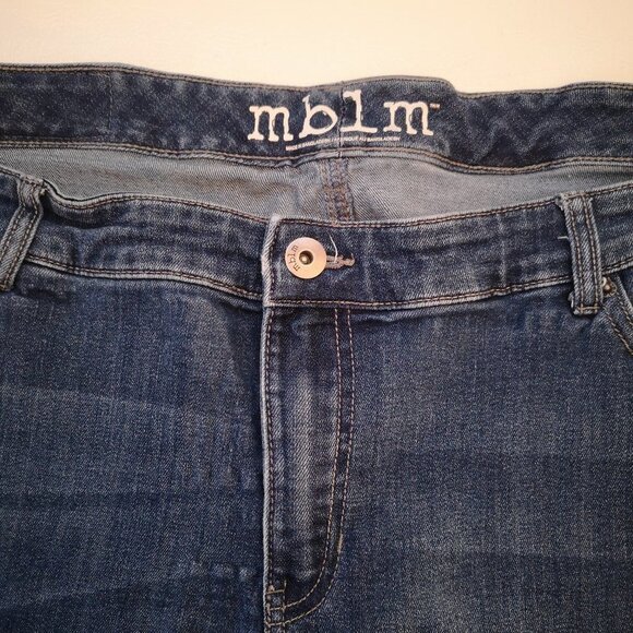 mblm Ladies Medium Wash Size 22 Distressed Front Blue Jeans - Picture 6 of 13